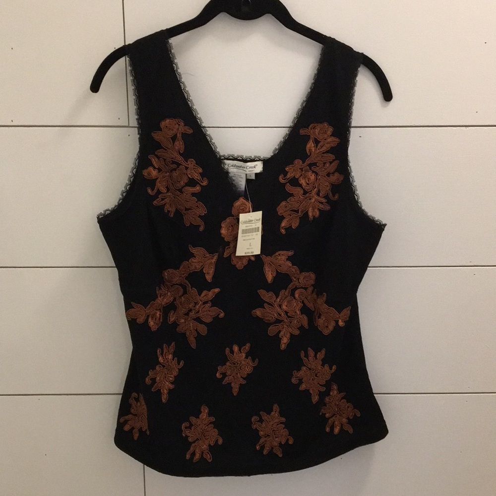 Women’s Coldwater Creek embellished lace knit top